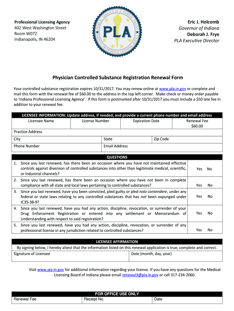 Fillable Online Physician Controlled Substance Registration Renewal Form Fax Email Print pdfFiller