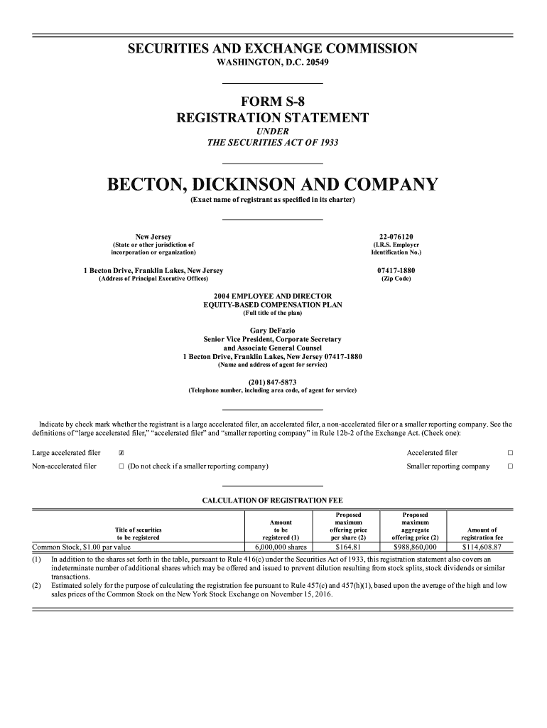 Fillable Online 1 Becton Drive, Franklin Lakes, New Jersey Fax Email