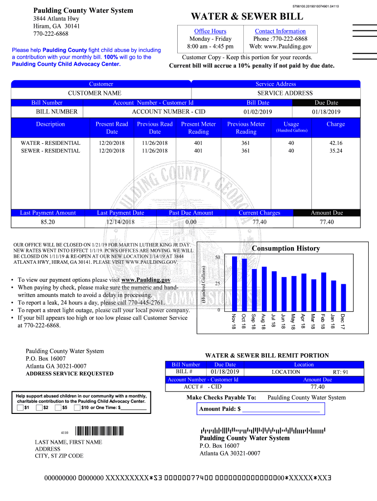 Paulding County Water Fill Online, Printable, Fillable, Blank pdfFiller
