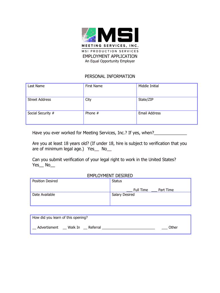 Fillable Online AEG Employment Application Fax Email Print pdfFiller