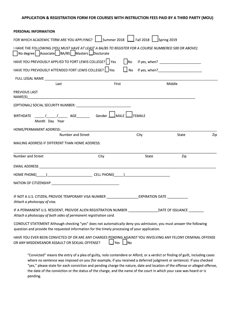 Fillable Online graduate fortlewis Application Form hkuspace.hku.hk