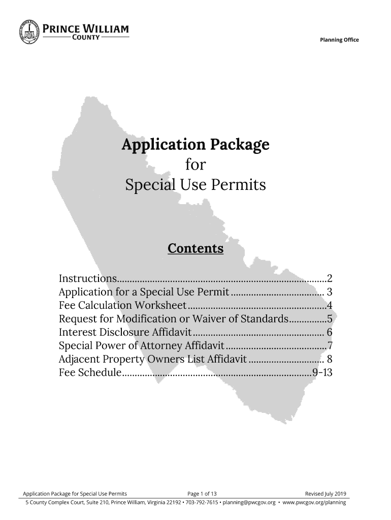 Fillable Online Prince William County Application Package for Special