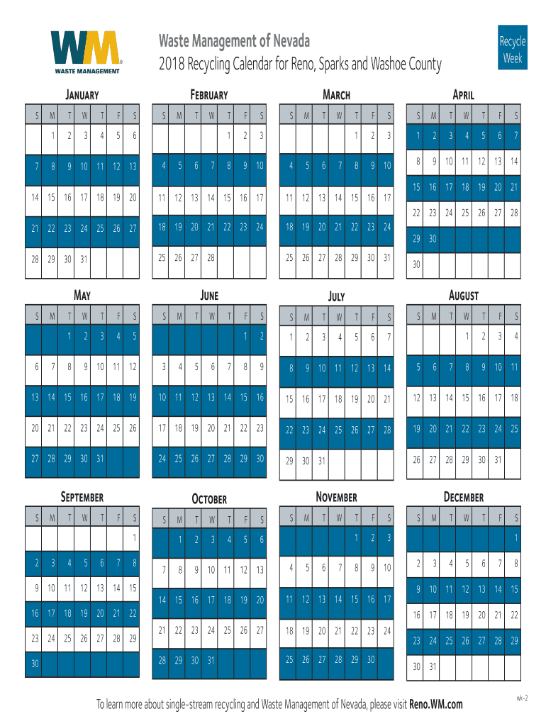 Recycling Schedule Reno 2022 Fill Online, Printable, Fillable, Blank