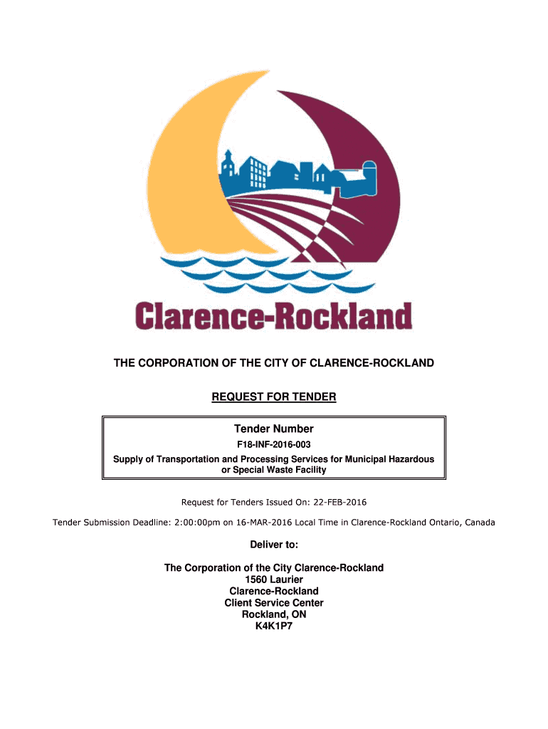 Fillable Online the corporation of the city of clarencerockland