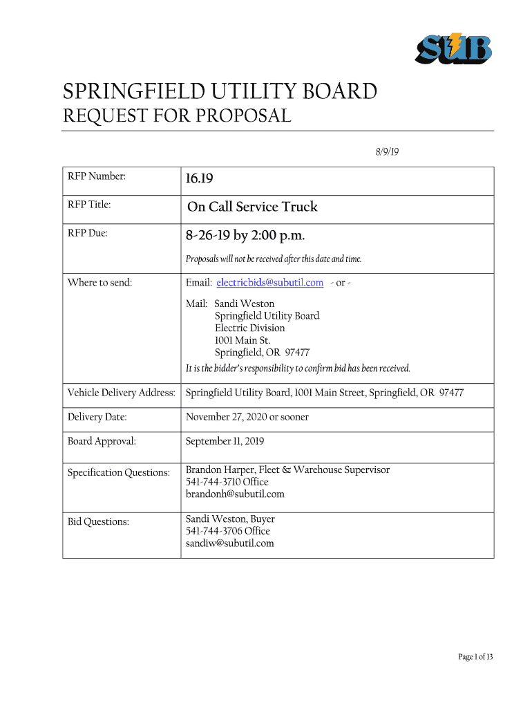 Fillable Online 1 The Springfield Utility Board, an Oregon municipal utility REQUEST Fax