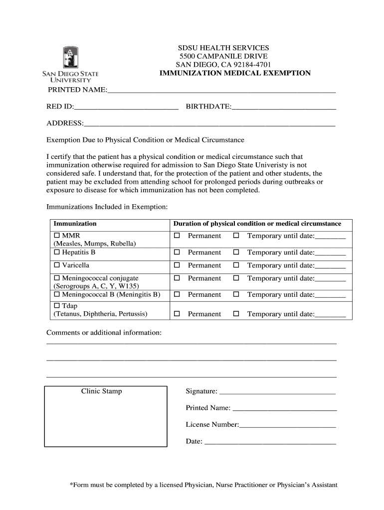Sdsu Religious Exemption Form Fill Online, Printable, Fillable, Blank