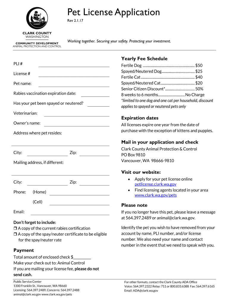 Fillable Online Pet License Renewal Application Fax Email Print pdfFiller