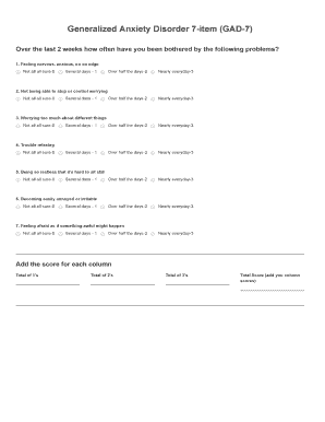Fillable Online Generalized Anxiety Disorder 7-item (GAD-7) Fax Email