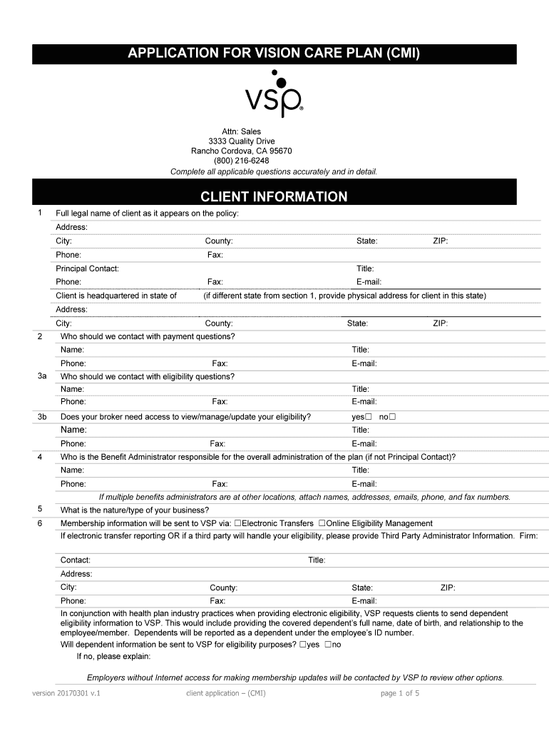 Application for Vision Care Plan Quotit Fill out & sign online DocHub
