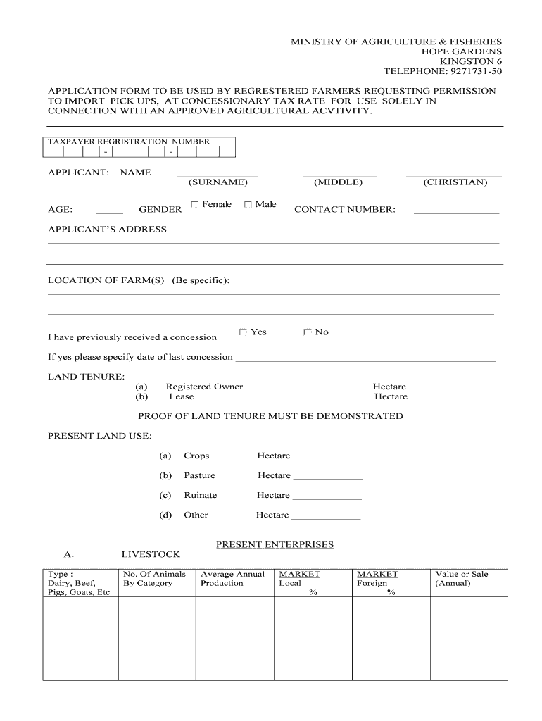 Fillable Online Duty concession application form revised Final copy Fax