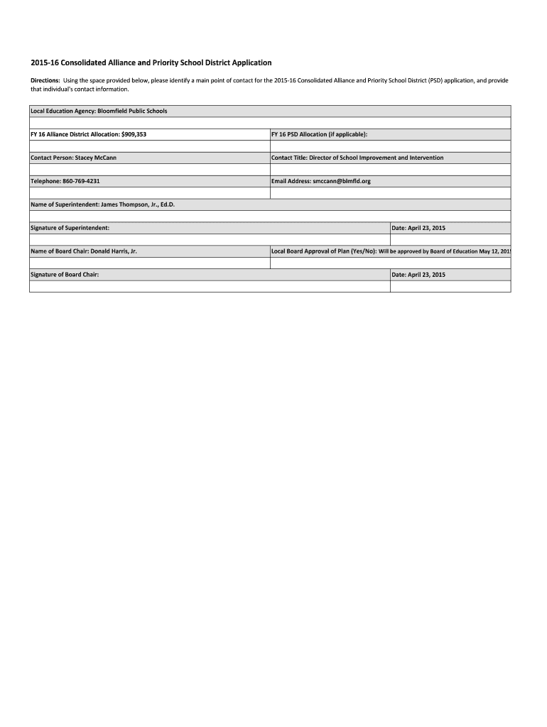 Fillable Online Fillable Online Alliance District Year 4 Plan Killingly