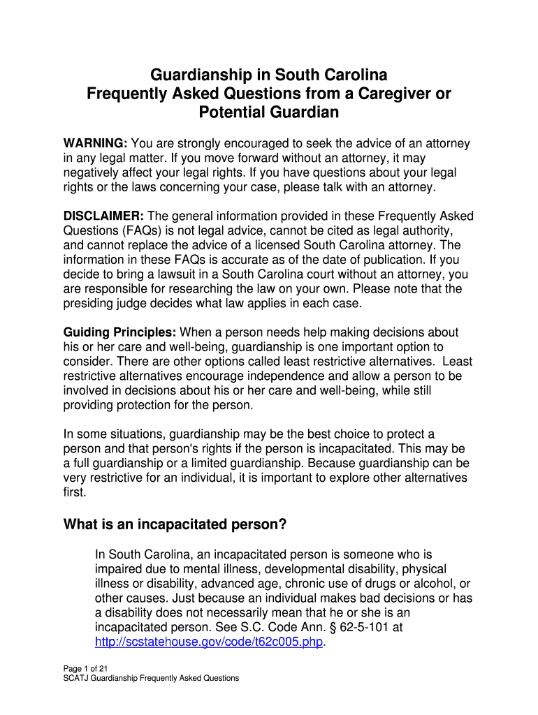 South Carolina Guardianship Form Fill Online, Printable, Fillable