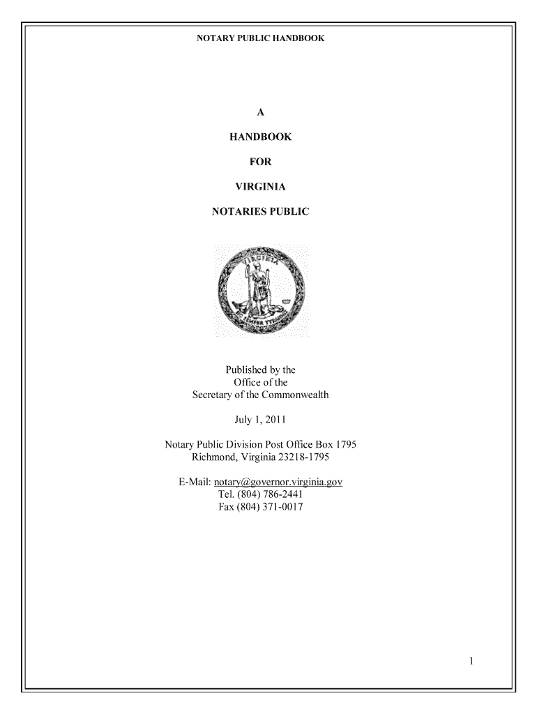 VA Notary Public Handbook 20112022 Fill and Sign Printable Template Online US Legal Forms