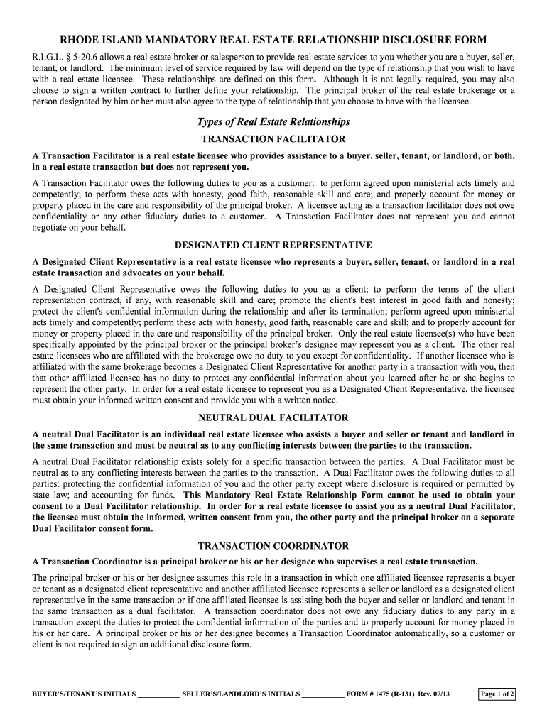 Fillable Online R.I. Mandatory Real Estate Disclosure Form Fax Email