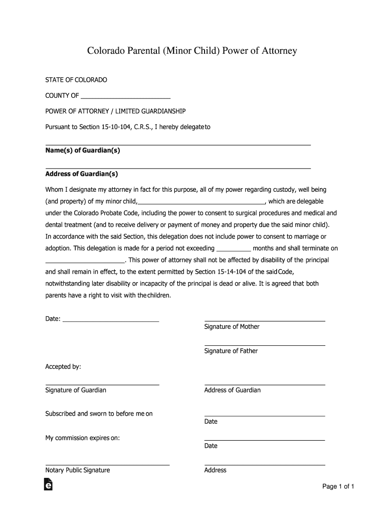 Minor child power of attorney form Fill out & sign online DocHub