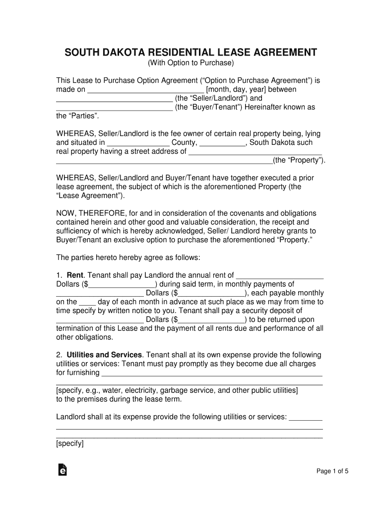 Free South Dakota Rental Lease Agreement TemplatesPDF Fill out & sign