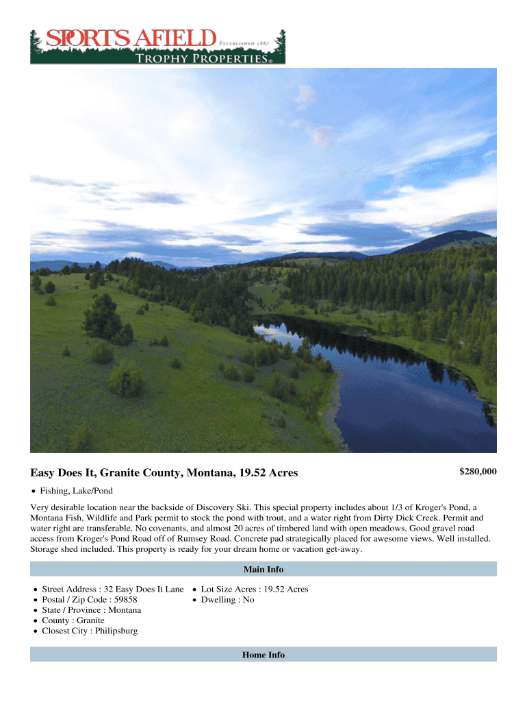 Fillable Online Easy Does It, Granite County, Montana, 19.52 Acres