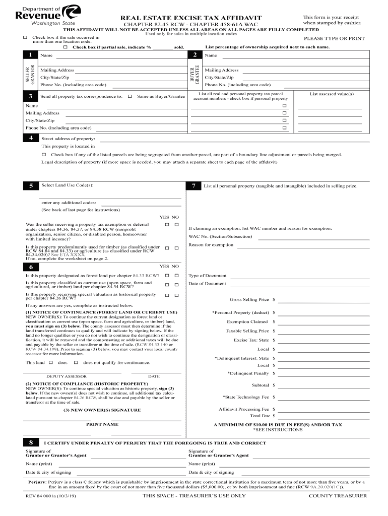 Fillable Online Mobile Home Real Estate Excise Tax Affidavit Spokane