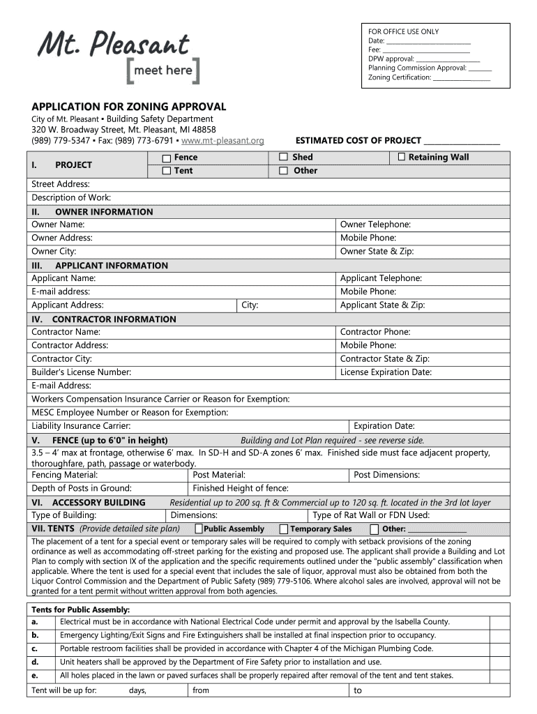Fillable Online application for zoning approval Fax