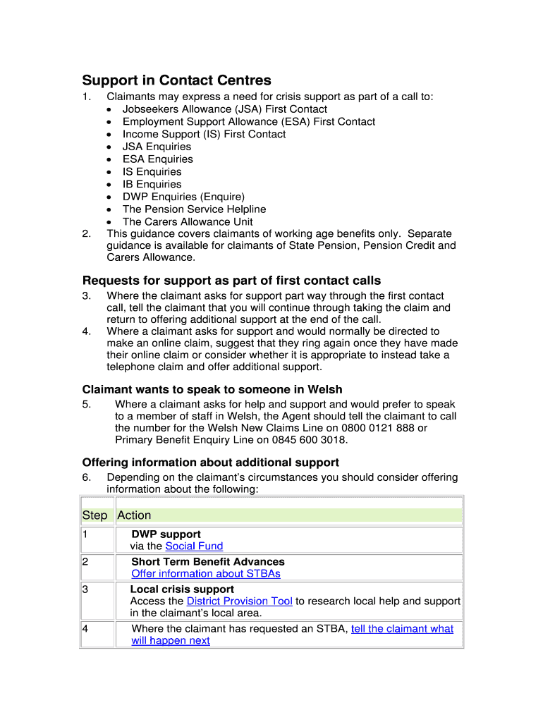 Fillable Online Employment and Support Allowance (ESA) How to claim