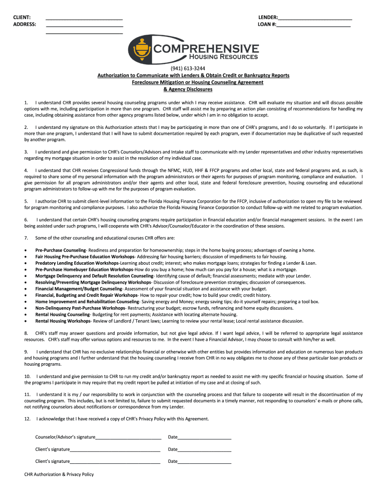 Fillable Online We are HUD approved Housing Counseling Agency Fax Email Print pdfFiller