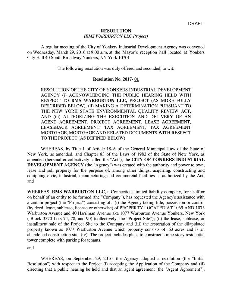 Fillable Online News & Notices Yonkers Industrial Development Agency