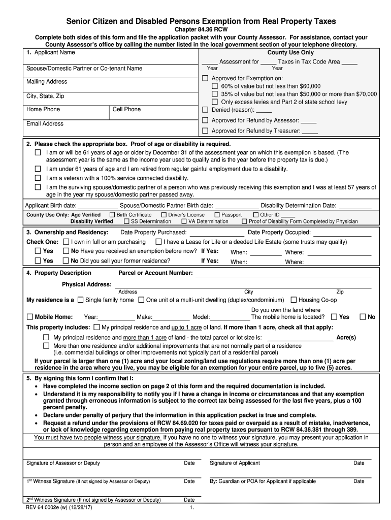 Fillable Online Property Tax Exemptions for Senior Citizens and Disabled Fax Email Print