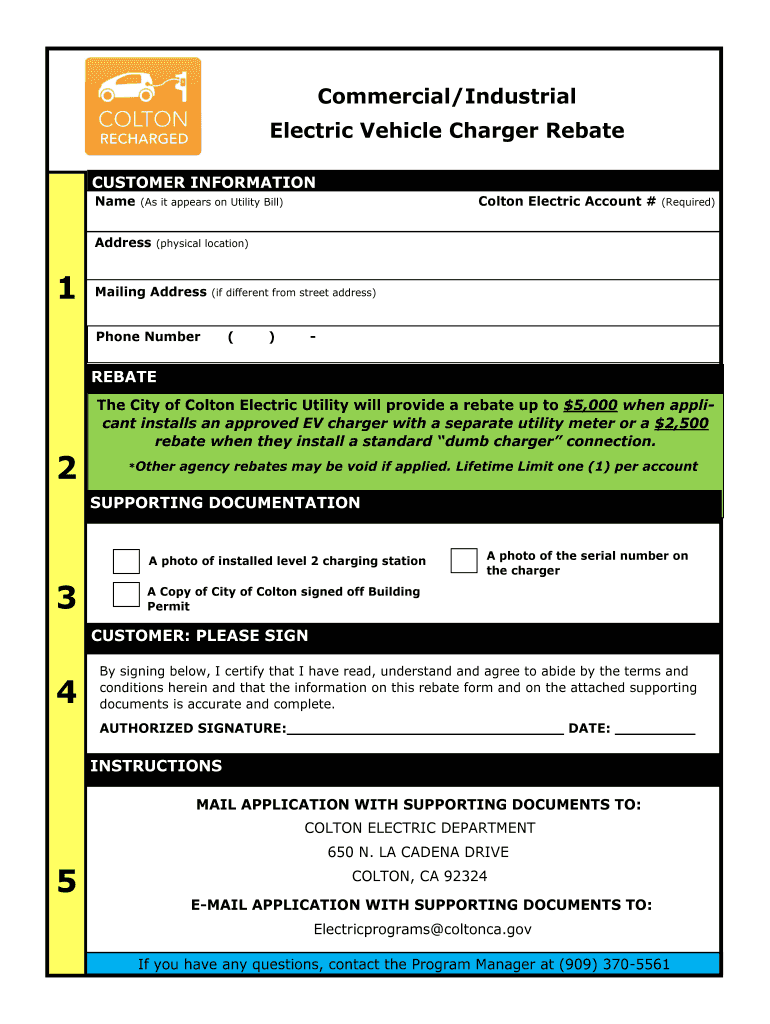 Fillable Online Residential Electric Vehicle (EV) Charger Rebate