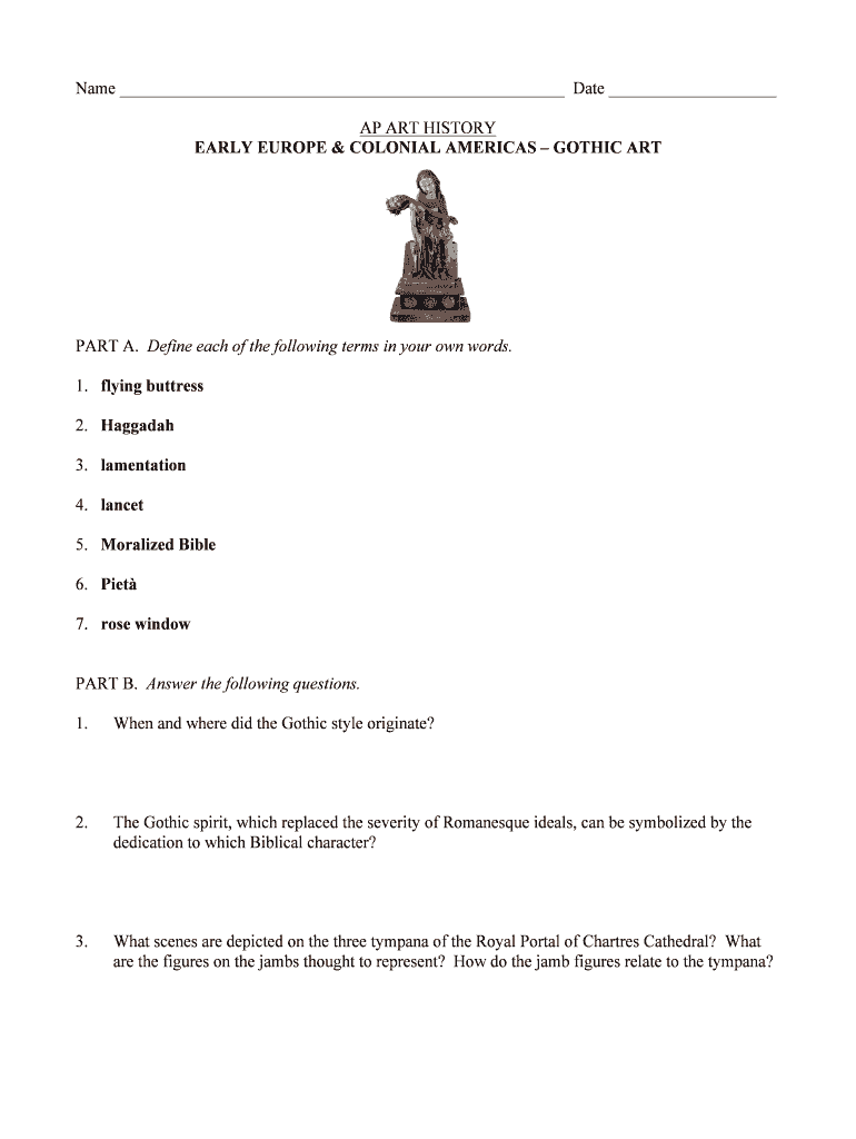 Fillable Online AP Art History Romanesque and Gothic Early Europe and Fax Email Print
