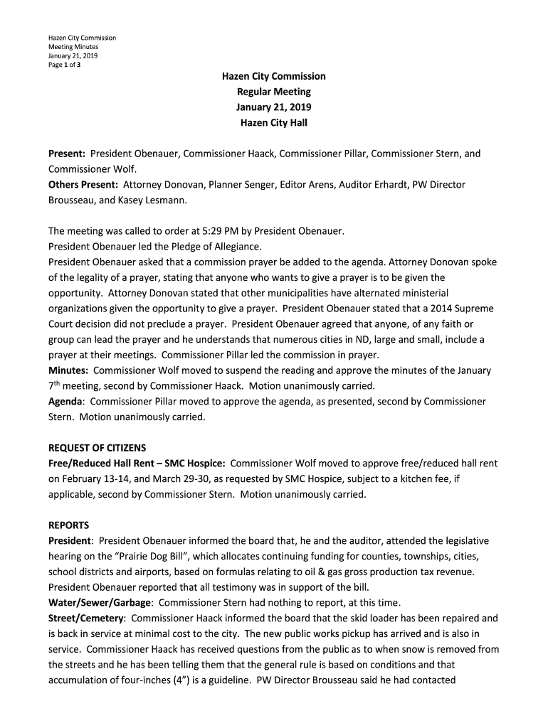 Fillable Online Hazen City Hall Fax Email Print pdfFiller