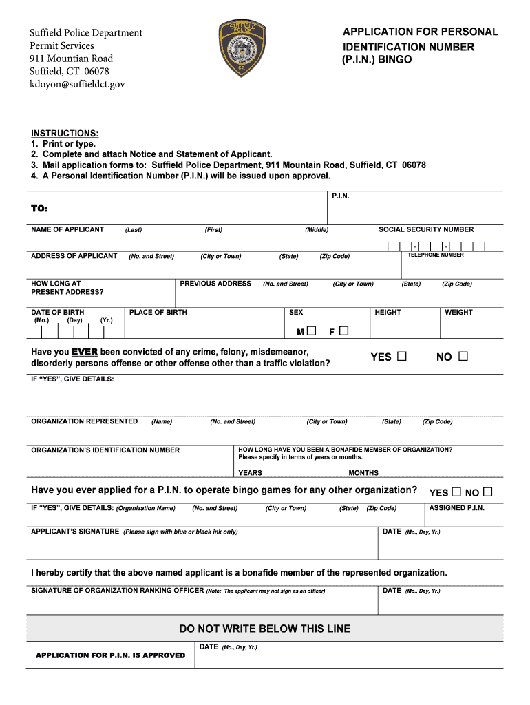 Fillable Online Police Department Town of Suffield Fax Email Print