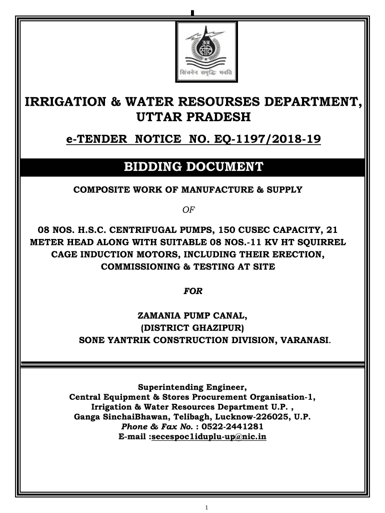 Fillable Online 1 of 107 IRRIGATION DEPARTMENT UTTAR PRADESH Fax Email