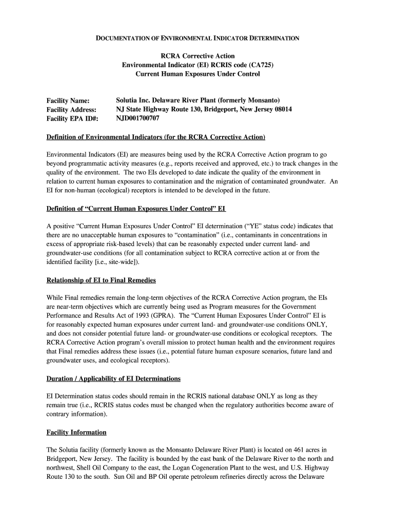 Fillable Online Solutia Incorporated Bridgeport, New Jersey