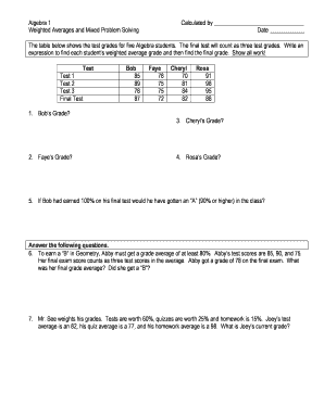 Weighted Average Worksheet With Answers Pdf - Fill Online, Printable