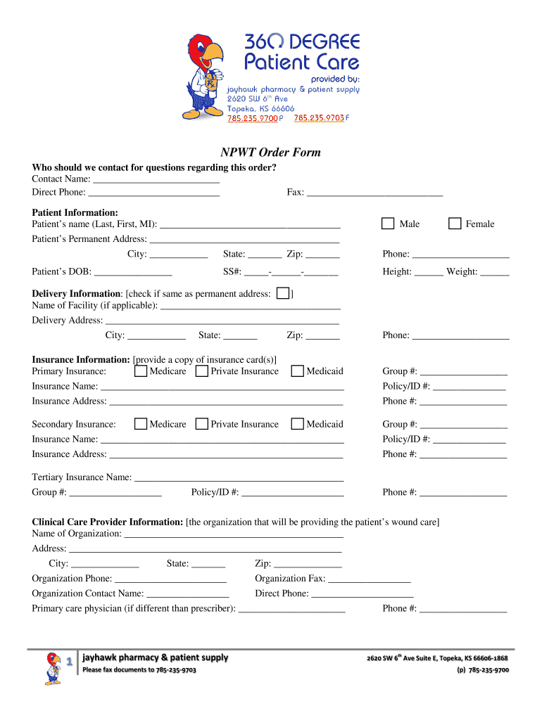 Fillable Online VAC Therapy Insurance Authorization Form