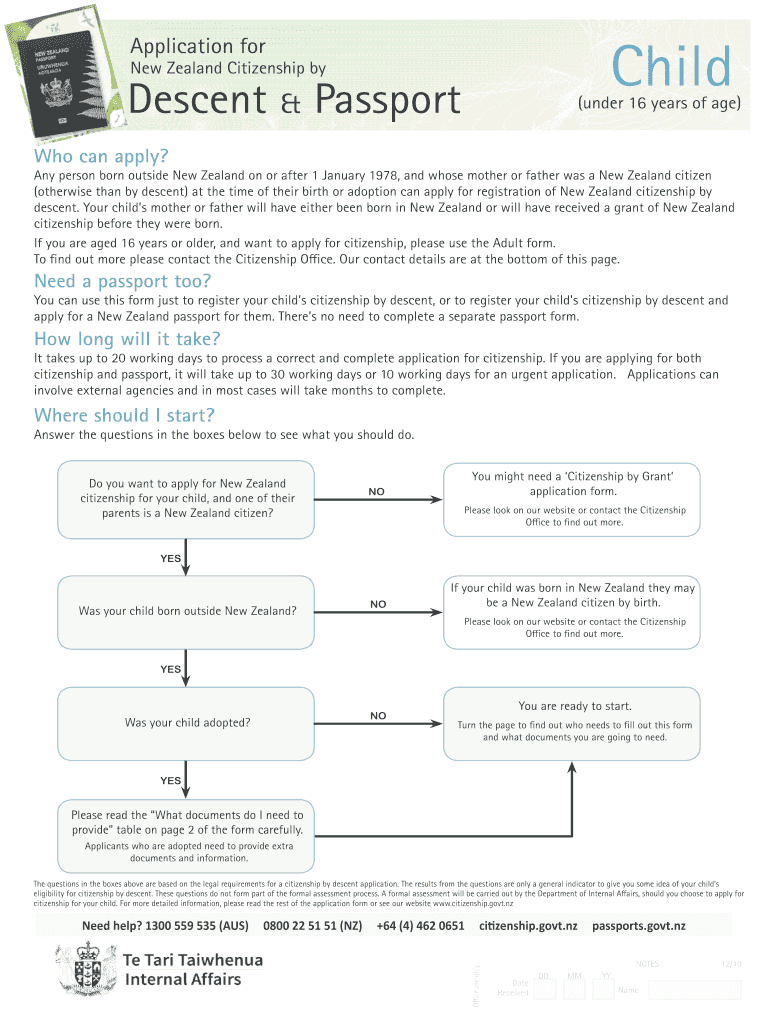 Application for new zealand citizenship by descent and passport Fill
