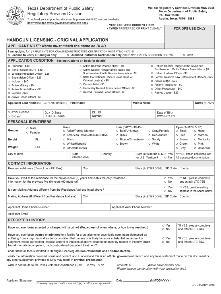 TX LTC78A 20192021 Fill and Sign Printable Template Online US