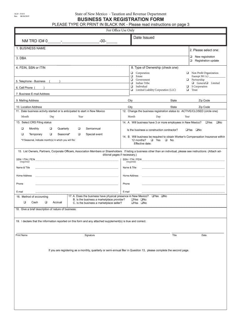 20142020 Form NM TRD ACD31075 Fill Online, Printable, Fillable, Blank