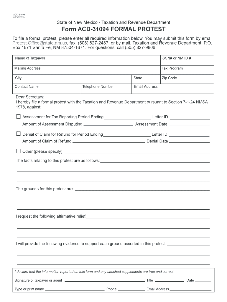 NM ACD31094 2019 Fill out Tax Template Online US Legal Forms