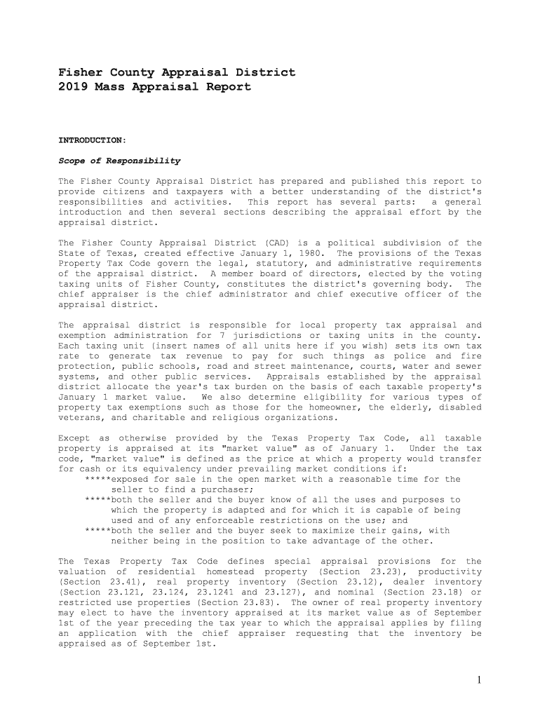 Fillable Online ReportsFisher CAD Fisher County Appraisal District Fax Email Print pdfFiller