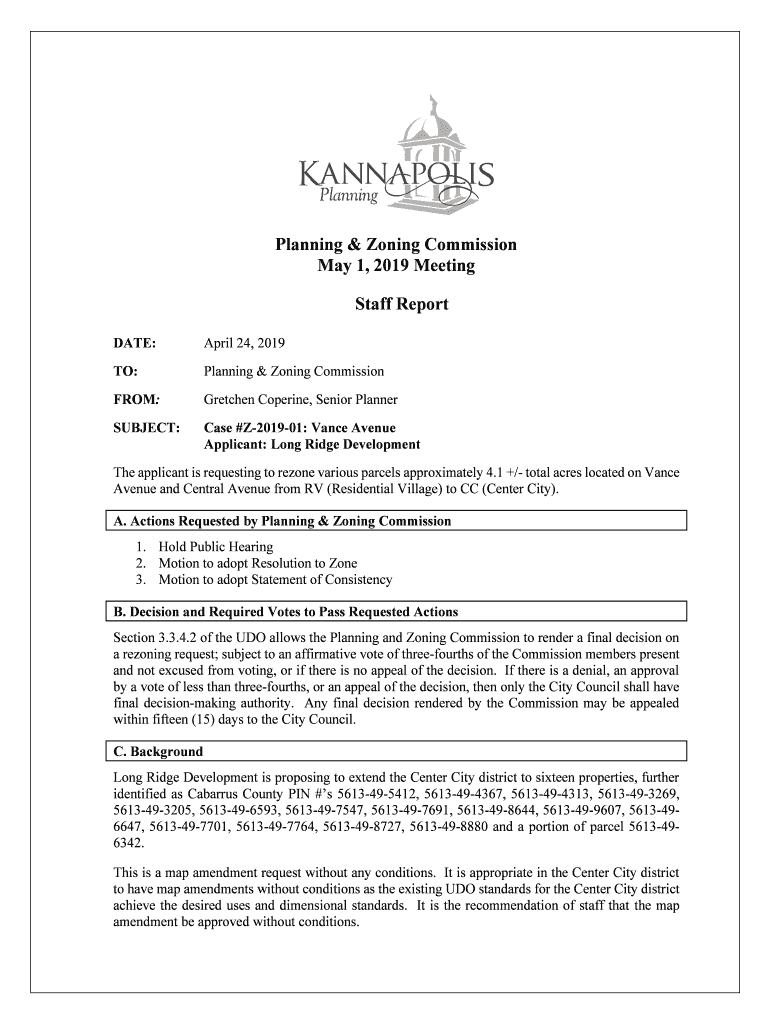 Fillable Online PLANNING AND ZONING COMMISSION AGENDA October 07, 2019