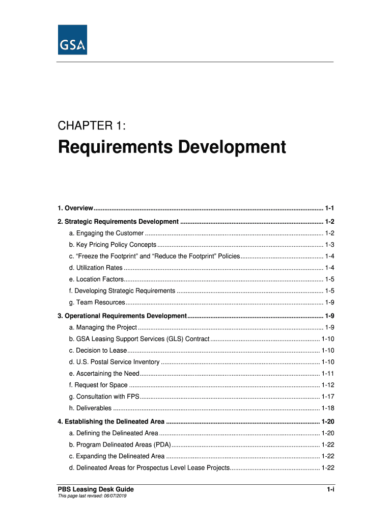 Fillable Online Leasing Desk Guide Chapter 1 Requirements Development