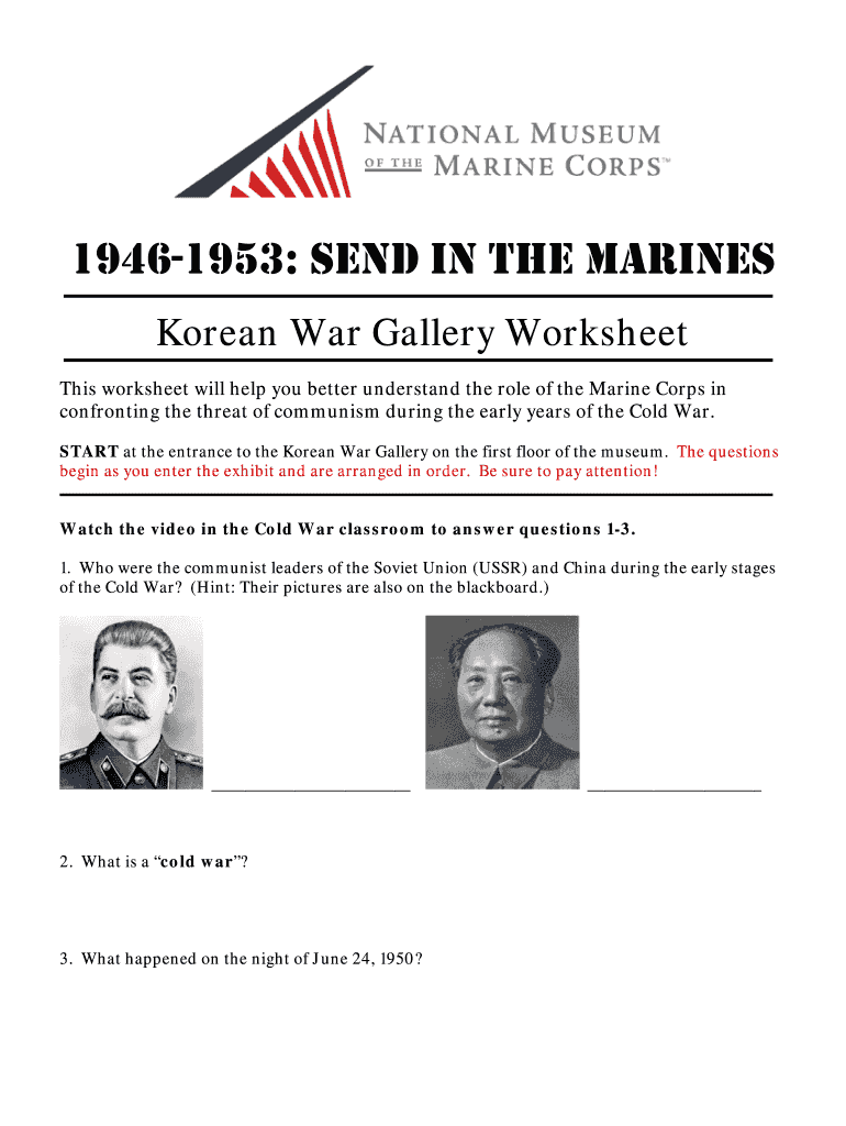Fillable Online Korean War Gallery Worksheet Fax Email Print - pdfFiller