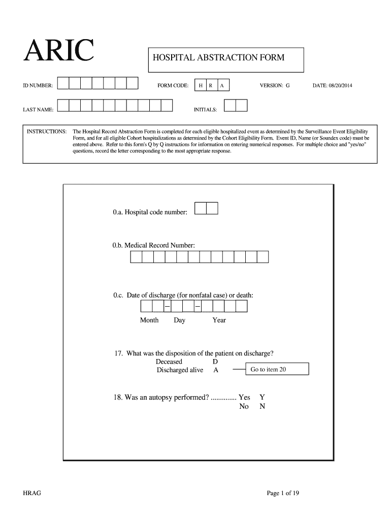 Fillable Online HOSPITAL ABSTRACTION FORM Fax Email Print pdfFiller