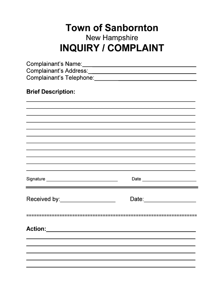 Fillable Online sanborntonnh Form Town of