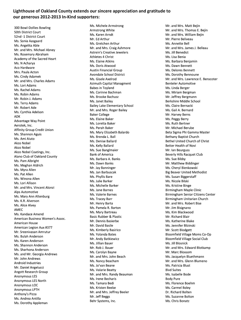 Fillable Online lighthouseoakland Lighthouse of Oakland County extends