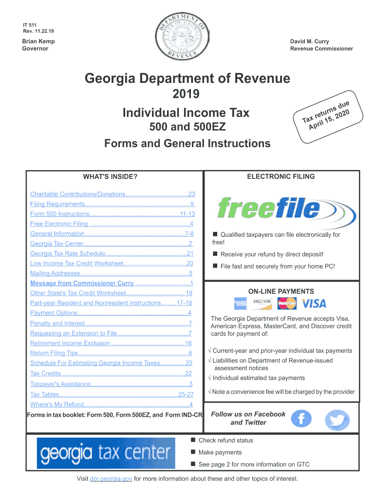 GA IT 511 2019 Fill out Tax Template Online US Legal Forms
