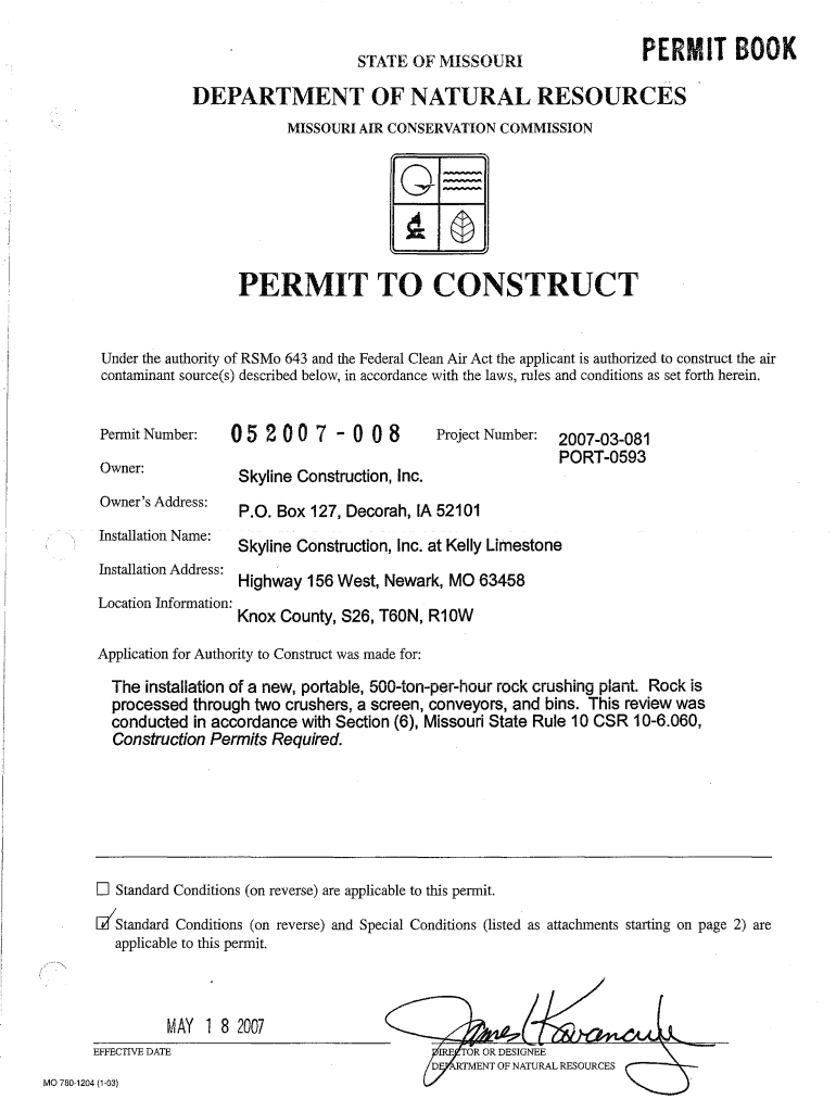 Fillable Online dnr mo Quarry In Mosby Mo Fill Online, Printable