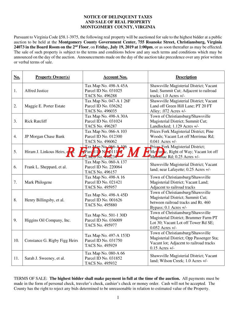 Fillable Online auction to be held at the Montgomery County Government