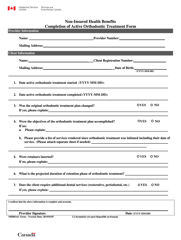 Fillable Online Completion of Active Orthodontic Treatment Form Fax